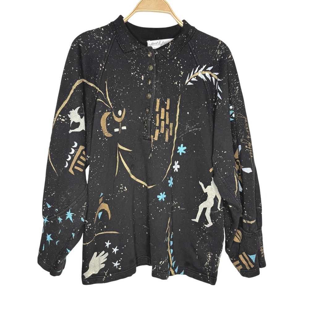 Janet A Jaffke Chicago Art To Wear Jacket‎ Astrological Abstract Print Sz